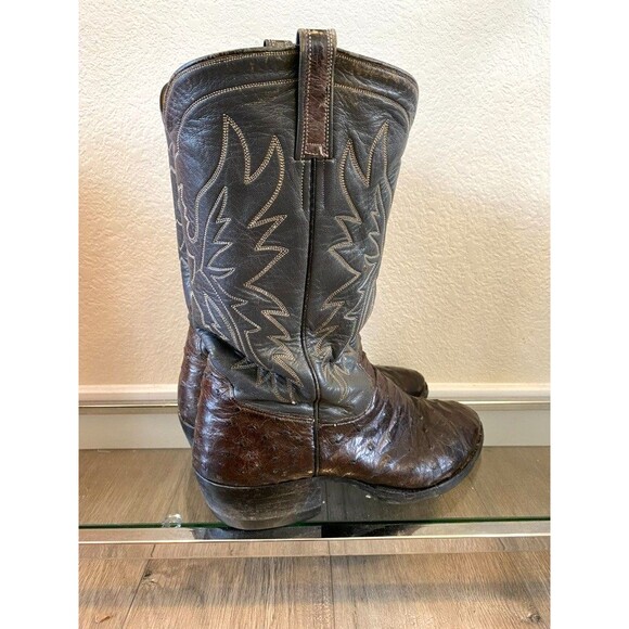 Paul Wheeler Boot Co Houston Mahogany Grey Full Quill Ostrich Cowboy Boots 8.5D main image 6